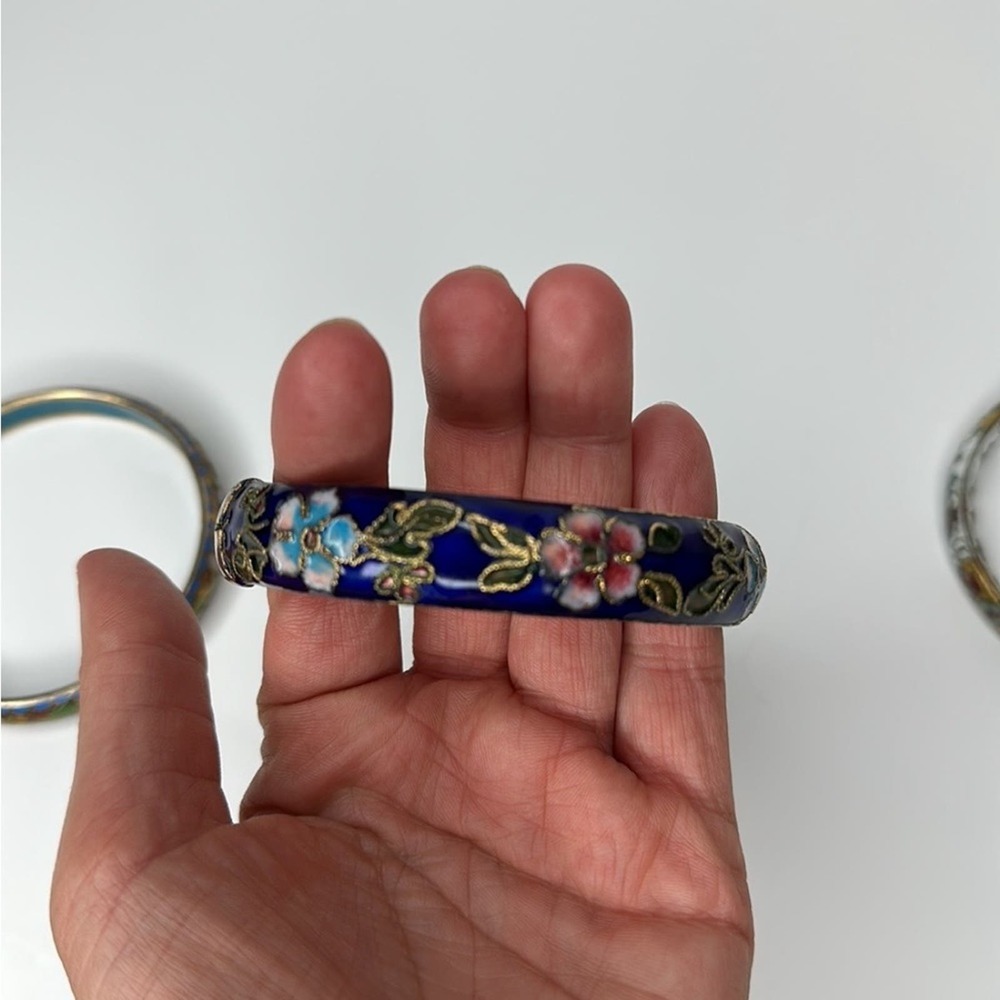 Cloisonne bangle bracelets - Picture 5 of 7